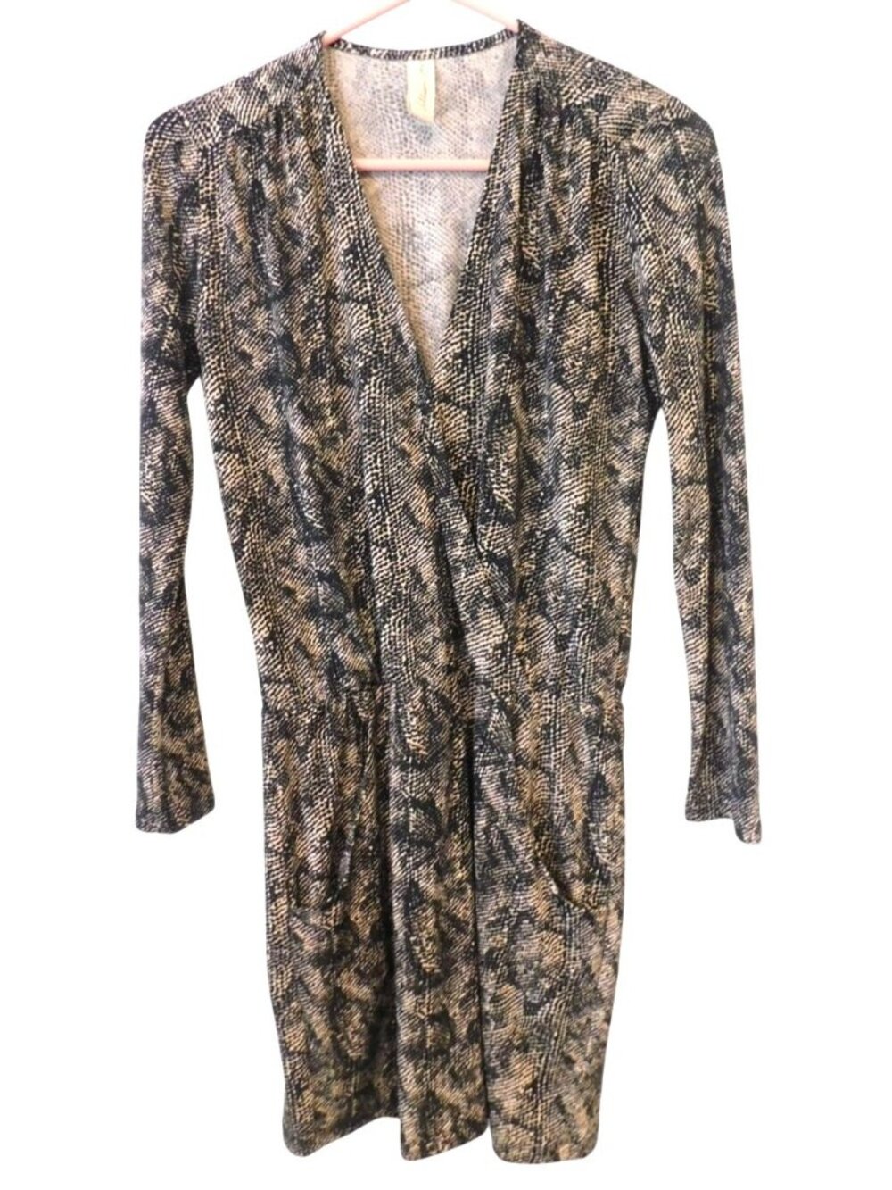 Allison Joy XS Snake Print Wrap Dress Long Sleeve V-Neck Modern Chic Trendy